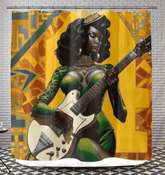 Musical Shower Curtain - Guitar Theme